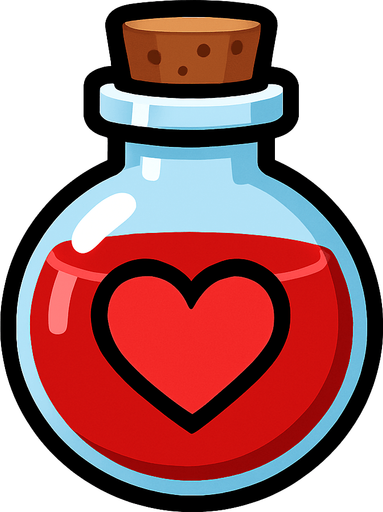 One life potion.
In-Game asset.  2d.  High contrast.  No shadows