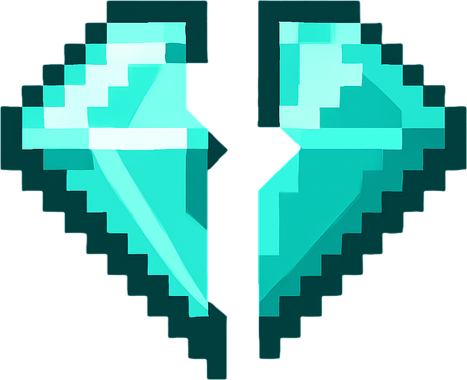 2d pixel bir elmas ama ortadan ikiye ayrılmış.
In-Game asset.  2d.  High contrast.  No shadows