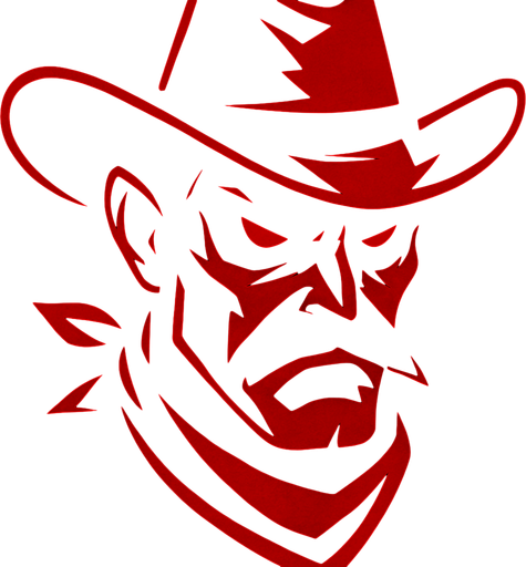 2d edgy red themed hostile cowboy character head