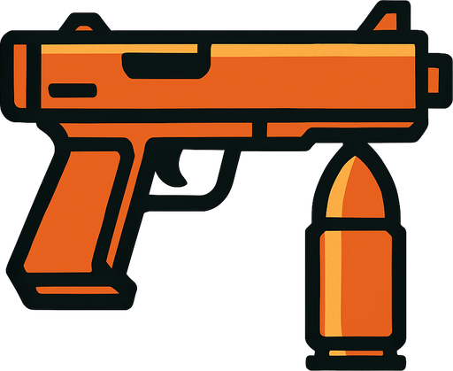 Bullet gun.
In-Game asset.  2d.  High contrast.  No shadows