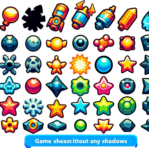 Power ups.
Single Game Texture. In-Game asset. 2d. Blank background. High contrast. No shadows.
