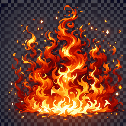 fire.
Single Game Texture.  In-Game asset.  2d.  Blank background.  High contrast.  No shadows