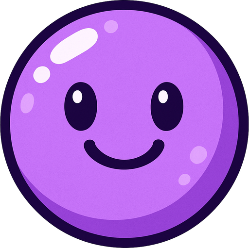 Mutlu, eflatun renkli bir bubble.
In-Game asset.  2d.  High contrast.  No shadows