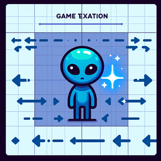 SINGLE alien  in BLUE color with GIF animation of arrows  animation with a spark at the end of the sprite animation.
Single Game Texture. In-Game asset. 2d. Blank background. High contrast. No shadows.