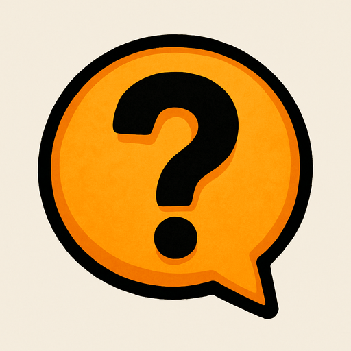 Orange bubble with question mark.
In-Game asset.  2d.  High contrast.  No shadows