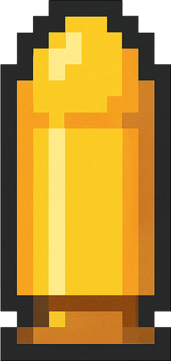 Bullet 2d top down pixilated.
In-Game asset.  2d.  High contrast.  No shadows