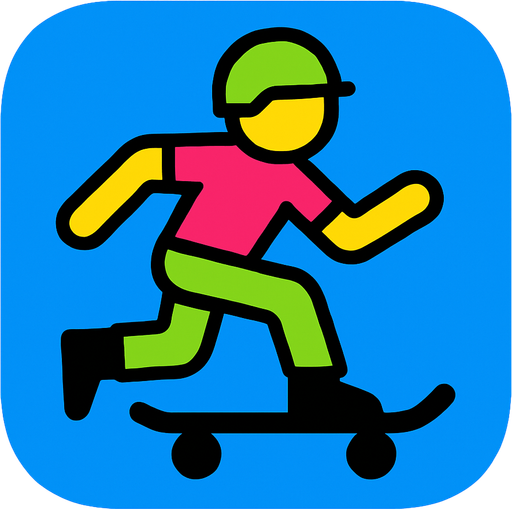 modern player of app store icon,only player,in skaetborg.
In-Game asset.  2d.  High contrast.  No shadows