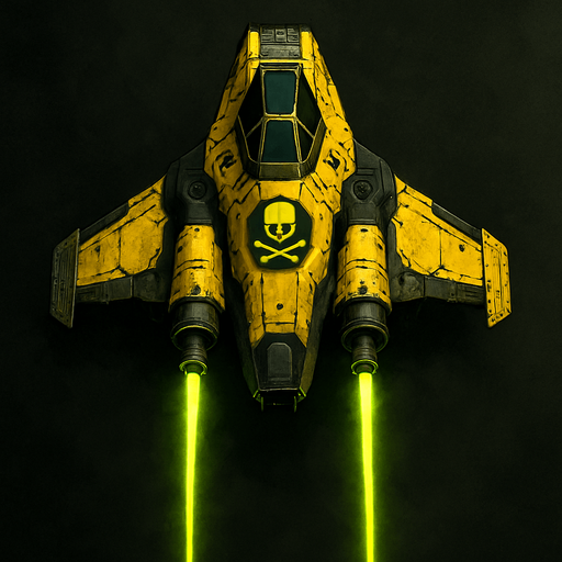 poisonous yellow laser spaceship top view.