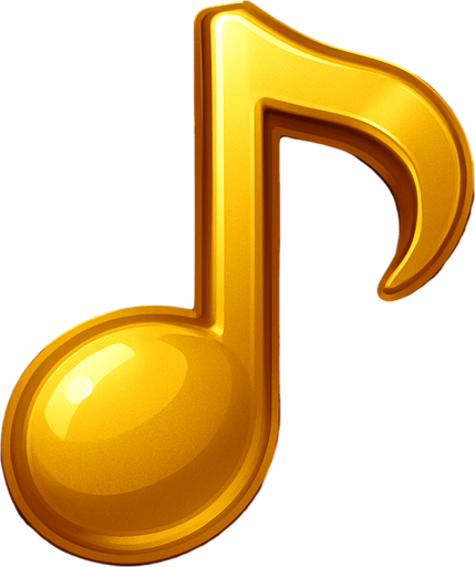 gold musical note.
In-Game asset.  3d.  High contrast.  No shadows