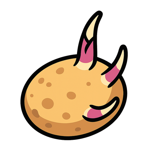 Potato seed.
In-Game asset.  2d.  High contrast.  No shadows