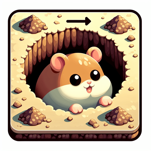 curious hamster emerge from the cozy burrow background. Play the “Hit the Hamster” game.
Single Game Texture. In-Game asset. 2d. Blank background. High contrast. No shadows.