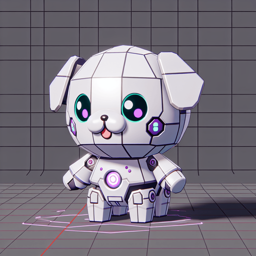 3d kawaii robotic puppy white colour with purple and green. Single Game Texture. In-Game asset. 2d. Blank background. High contrast. No shadows..
Single Game Texture. In-Game asset. 2d. Blank background. High contrast. No shadows.