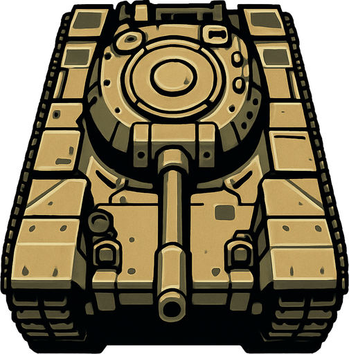 Top view of a Heavy armored military Tank.
In-Game asset.  2d.  High contrast.  No shadows