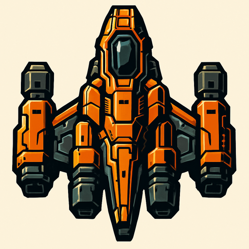 strong spaceship.
In-Game asset.  2d.  High contrast.  No shadows