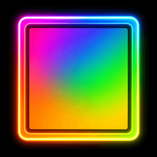 multicolored filled neon rectangle.
In-Game asset.  2d.  High contrast.  No shadows