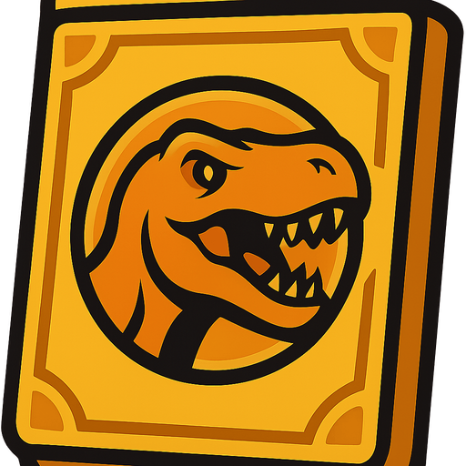 A Yellow card pack with a T-TEX in the center