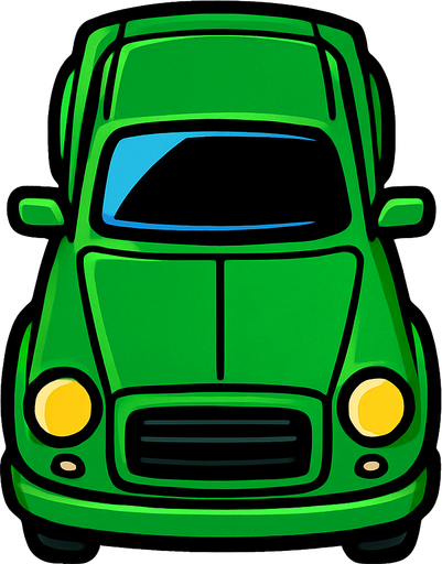 yukarı bakan yeşil araba.
In-Game asset.  2d.  High contrast.  No shadows