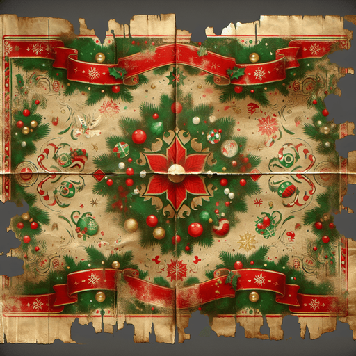 a simple eerie christmas blank dirty ripped paper. Use christmas colors. Do not put text, just the dirty ripped paper so i can fill it myself with text.
Single Game Texture. In-Game asset. 2d. Blank background. High contrast. No shadows. No text.