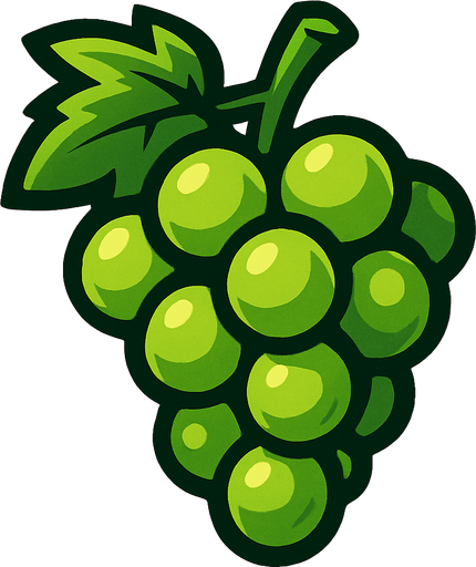 Green grape.
In-Game asset.  2d.  High contrast.  No shadows