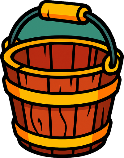 bucket.
In-Game asset.  2d.  High contrast.  No shadows