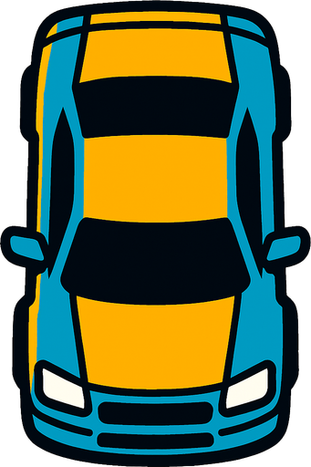 Top down car.
In-Game asset.  2d.  High contrast.  No shadows