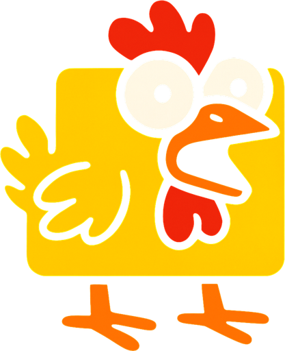 hyper chicken but square.
In-Game asset.  2d.  High contrast.  No shadows