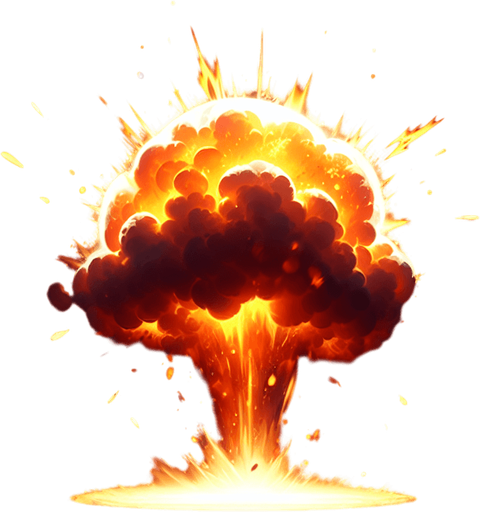 oval fire and thunder explosive event.
Single Game Texture.  In-Game asset.  2d.  Blank background.  High contrast.  No shadows