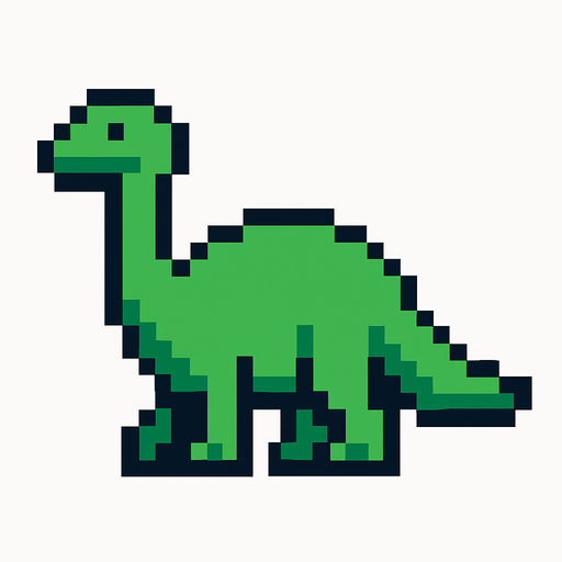 Brontosaurus pixel.
In-Game asset.  2d.  High contrast.  No shadows