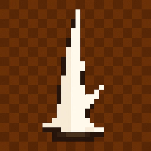 white thorn. flat. thick bottom. upright. pixel art..
In-Game asset.  2d.  High contrast.  No shadows