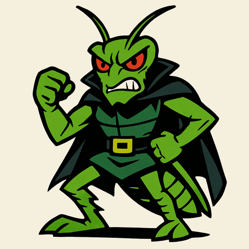 kötü adam çekirge.
In-Game asset.  2d.  High contrast.  No shadows