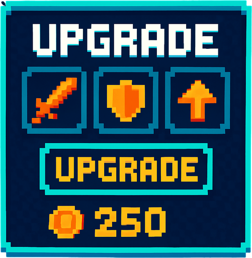 Upgrade system ui background like piksel.
In-Game asset.  2d.  High contrast.  No shadows