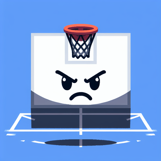 Angry basketball hoop.
Single Game Texture. In-Game asset. 2d. Blank background. High contrast. No shadows.
