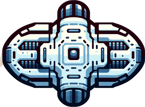 nave extraterestre, vista superior, estilo simple.
Single Game Texture.  In-Game asset.  2d.  Blank background.  High contrast.  No shadows