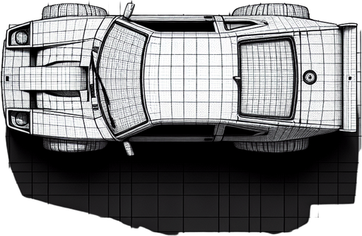 A car that looking upwards..
Single Game Texture. In-Game asset. 2d. Blank background. High contrast. No shadows.