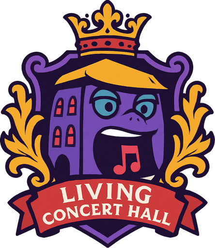 RoyalCrest de una Sala de Conciertos Viviente.
In-Game asset.  2d.  High contrast.  No shadows