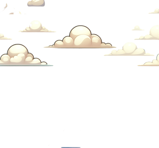 A soft gradient sky transitioning from light blue to white, with subtle fluffy clouds scattered across. The style should be cartoonish and visually appealing.".
Single Game Texture.  In-Game asset.  2d.  Blank background.  High contrast.  No shadows