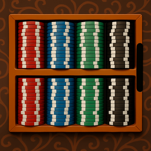 A rack of poker chips seen from overhead.