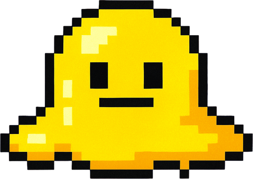 Slime amarillo, pixelart.
In-Game asset.  2d.  High contrast.  No shadows