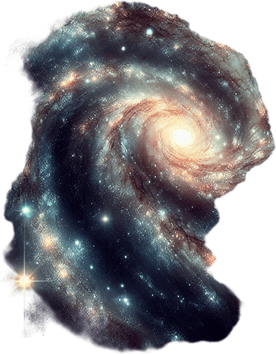 black background ethereal centered galaxy.