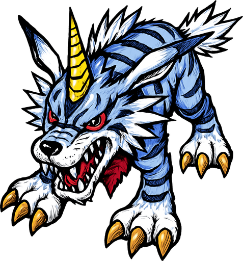 Garurumon, visto desde arriba, detalles muy altos, sin errores idéntico.
In-Game asset.  2d.  High contrast.  No shadows