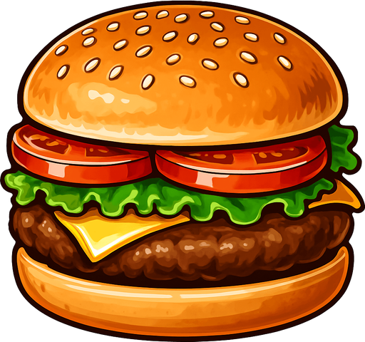 Realistic hamburger.
In-Game asset.  2d.  High contrast.  No shadows