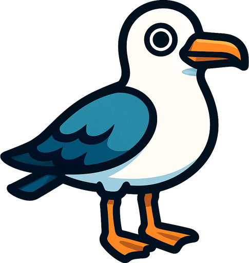 Martı.
In-Game asset.  2d.  High contrast.  No shadows