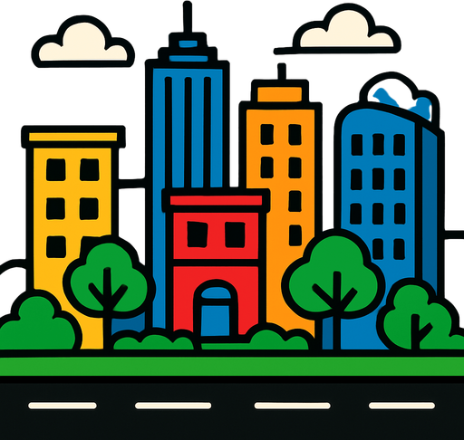 Citycenter.
In-Game asset.  2d.  High contrast.  No shadows