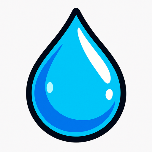 Water drop.
In-Game asset.  2d.  High contrast.  No shadows
