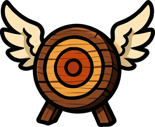 wooden target with wings.
In-Game asset.  2d.  High contrast.  No shadows