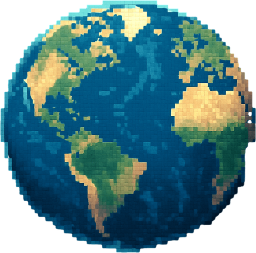 Planet Earth of the universe in Pixel Art style