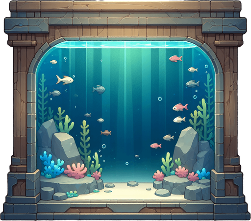 фон аквариума без рыб
Single Game Texture. In-Game asset. 2d. Blank background. High contrast. No shadows.
