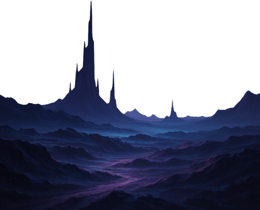 a futuristic space landscape. only one small planet visible in the sky.
No flying objects