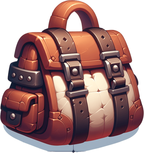 Bag.
Single Game Texture. In-Game asset. 2d. Blank background. High contrast. No shadows.