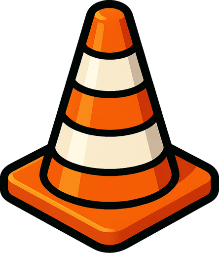 traffic cone.
In-Game asset.  2d.  High contrast.  No shadows